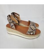 Lucky Brand Jeneka Size 7.5M Snake Print 2.5&quot; Platform Ankle Strap Sanda... - $487.16 MXN