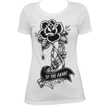 Lowbrow Art White To The Grave Women&#39;s Tee Tattoo Art by Adi S-M-L-XL-XX... - £19.66 GBP