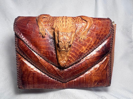 Vtg Baby Alligator Taxidermy Purse Handbag 40s-50&#39;s Kitsch Made In Florida USA - £63.90 GBP