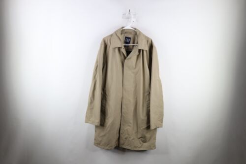 Primary image for Vintage Gap Mens Size Medium Distressed Blank Trench Coat Rain Jacket Beige