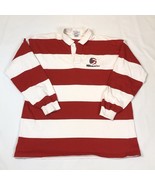Vintage USA Volleyball Red Striped Long Sleeve Rugby Polo Shirt XL USA Made - $39.59