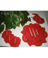 Handmade Christmas Doilies - Coasters - Embroidered + GRATIS Xmas Tree, ... - $19.19