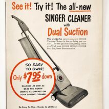 1950 Singer Sewing Dual Suction Vacuum Advertisement Vintage Appliance D... - $11.25