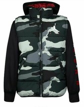 New Air Jordan Boys LAYERED-LOOK Hooded Puffer Vest Jacket Sz 3T Nike Camo - £42.75 GBP