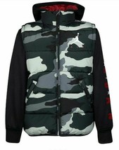 New Air Jordan Boys LAYERED-LOOK Hooded Puffer Vest Jacket Sz 3T Nike Camo - £42.74 GBP