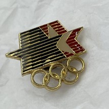 1984 Los Angeles Olympics Logo USA Olympic Rings Advertising Lapel Hat Pin - £3.94 GBP