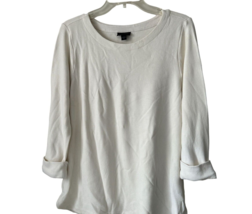 J. Jill Cotton Crewneck Sweater Tunic White Long Sleeve Size Med - $15.83