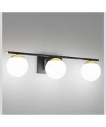 Ralbay Black and Gold Bathroom Lights 3-Light Modern Milky Glass Vanity ... - $56.83