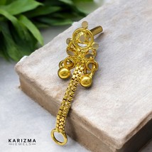 14k Real Gold Indian cultural design Chain Style Women Nose Stud Push Pin - $75.53