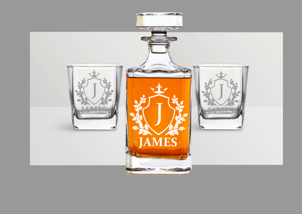 Personalized Whiskey Decanter Set, Engraved Whiskey Decanter, Whiskey Gl... - $18.95+