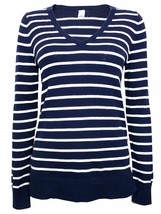 Women/Ladies Ex GAP Plus Size Soft Knit Navy Jumper V neck Striped Sweater 18-22 - £15.10 GBP