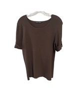 Cable & Gauge Women’s L Brown Ribbed Top – Gold D-Ring Sleeve Detail - $20.70