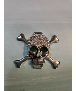 Skeleton Skull Pendant Bling Rhinestones Cross Bones Vintage - $24.60 CAD