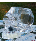 Galerie Heavy Glass Skull  Candle Holder 4 1/2&quot; Tall 3 1/2&quot; Wide - £15.97 GBP