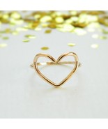 18K Gold Plated Hollow Big Heart Stackable Ring For Women Size 7 - £23.12 GBP