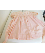 Vintage Child&#39;s Pink Cotton Dress w/Smocking &amp; Embroidered Lamb - £19.58 GBP