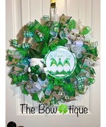 Handmade St. Patrick’s Gnome Ribbon Prelit Wreath 22 ins LED W5 - £63.86 GBP