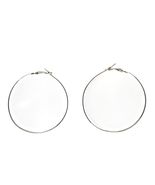 Large Silver Tone Hoop Earrings Thin Lightweight Metal Classic Fashion J... - $19.81