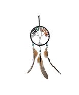Tree of Life Large Dream Catcher Chakra Chip Stone Natural Feather Dangl... - £19.75 GBP