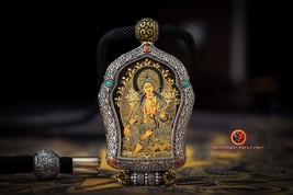 Buddha Pendant. Green Tara. Tibetan tangka, protective amulet. - £670.42 GBP