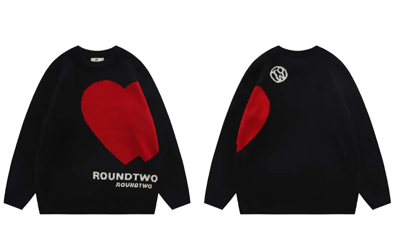 Men s Y2K Harajuku  Heart Letter Pullover Jumpers Streetwear Autumn Hip Hop  Cas - £162.34 GBP