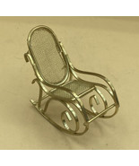 Vintage Rocking Chair Brass Metal Dollhouse Mesh Seat and Back 3&quot; Tall - £4.97 GBP