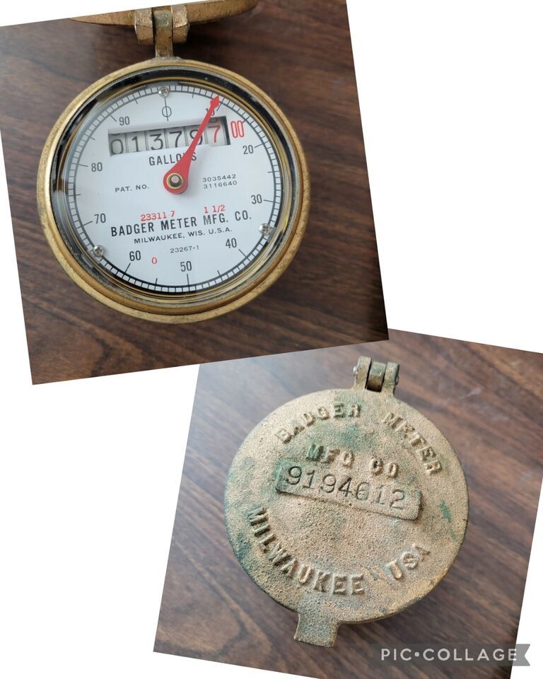 Vintage Brass Badger Meter #9194612 Water Meter Milwaukee Steampunk Indu... - $45.77