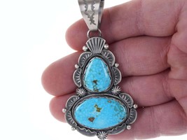 Ray Bennett Navajo Sterling Waterweb Turquoise Mountain turquoise pendant - £338.76 GBP