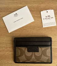 Coach Authentic Signature C Slim Card Case Wallet Khaki &amp; Brown NWT - £32.04 GBP