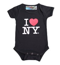 I Love NY New York Baby Infant Screen Printed Heart Bodysuit Black - £9.57 GBP