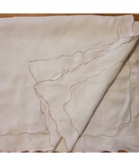 Vintage Estate White w/ Tan Edges Table Cloth 70x56&quot; - $20.57