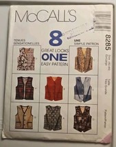 McCall&#39;s 8285 Size X Large 42 44  Misses&#39; and Men&#39;s Lined Vests NEW UNCUT - $12.99