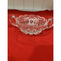 Clear Cut Crystal Candy Dish, Vintage Glass Bowl with Handles, Sawtooth ... - £14.87 GBP