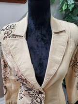 VTG Vanity Petite Tan Cotton Long Sleeve Single Breasted Buttons Front Blazer PP - £38.54 GBP