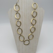 Premier Designs Necklace 29&quot; Chain Large Oval Gold Tone Links Extender - £9.65 GBP