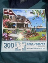 Bits &amp; Pieces Blooming Beach House 300 Pc Jigsaw Puzzle Flowers Lighthou... - $129.08 MXN