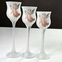 L.E. Smith Votive Tea Light Stem Candle Holders 3 Piece Guardian Angles Children - £19.97 GBP