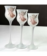 L.E. Smith Votive Tea Light Stem Candle Holders 3 Piece Guardian Angles ... - $34.27 CAD