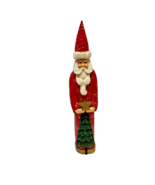 Vintage Folk Art Old World  Carved Wood Christmas Santa Claus Pencil Fig... - $25.42 CAD