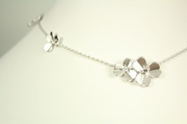 Motif Flower Necklace with Cubic Zirconia, Silver Plated - £77.40 GBP