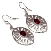 Red Apatite Gemstone 925 Silver Overlay Handmade Filigree Drop Dangle Earrings - £7.79 GBP