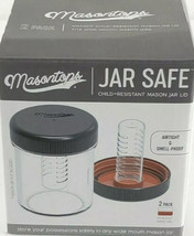 Masontops Jar Safe Child-Resistant Mason Jar Lid-1ea 2PK-For Wide Mouth Jars-NEW - £7.69 GBP