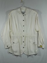 VTG Together Ivory Whit Drawstring Jacket Pockets Size Large - £23.94 GBP