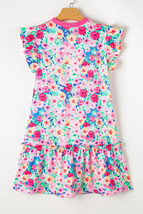 Multicolour Floral Print Flutter Sleeve Ruffled Mini Dress - $264.31 MXN