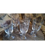 EAMON Glass Set Of 5 Etched Harp Shamrock Irish Coffee Glass Mugs DUBLIN... - $39.00