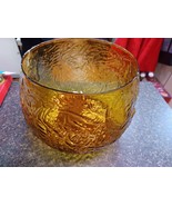 Vtg Seneca Driftwood YOrange Amber Roly Poly Crinkle Punch Bowl - $69.33 CAD