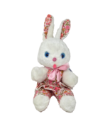 13&quot; VINTAGE KNICKERBOCKER WHITE BUNNY RABBIT FLOWER EARS STUFFED ANIMAL ... - €48,67 EUR