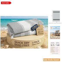 Chic Chambray 2-Pack Beach Towels, 39”x71” - Perfect for Couples Getaways - $37.57