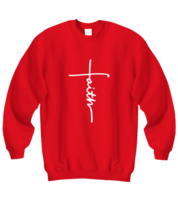 Religious Sweatshirt Faith Cross, Jesus, Christian, love Red-SS  - £21.54 GBP