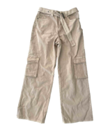 new FOREVER 21 Belted Straight/Re CARGO PANTS sz M Almond Jeans with poc... - €21,10 EUR